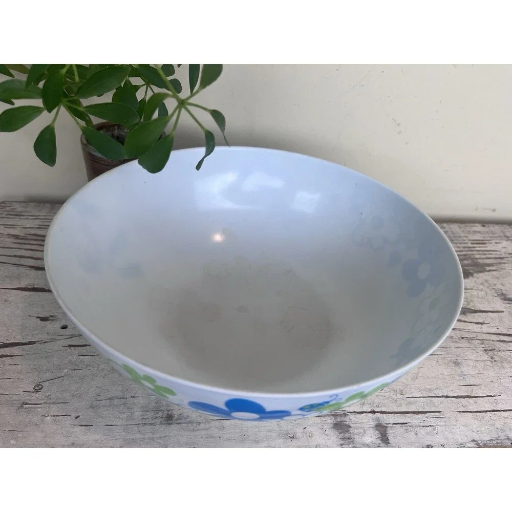 Vintage Whimsical Serving Bowl 70’s Vibe Butterflies Flowers Ladybugs 10” Retro